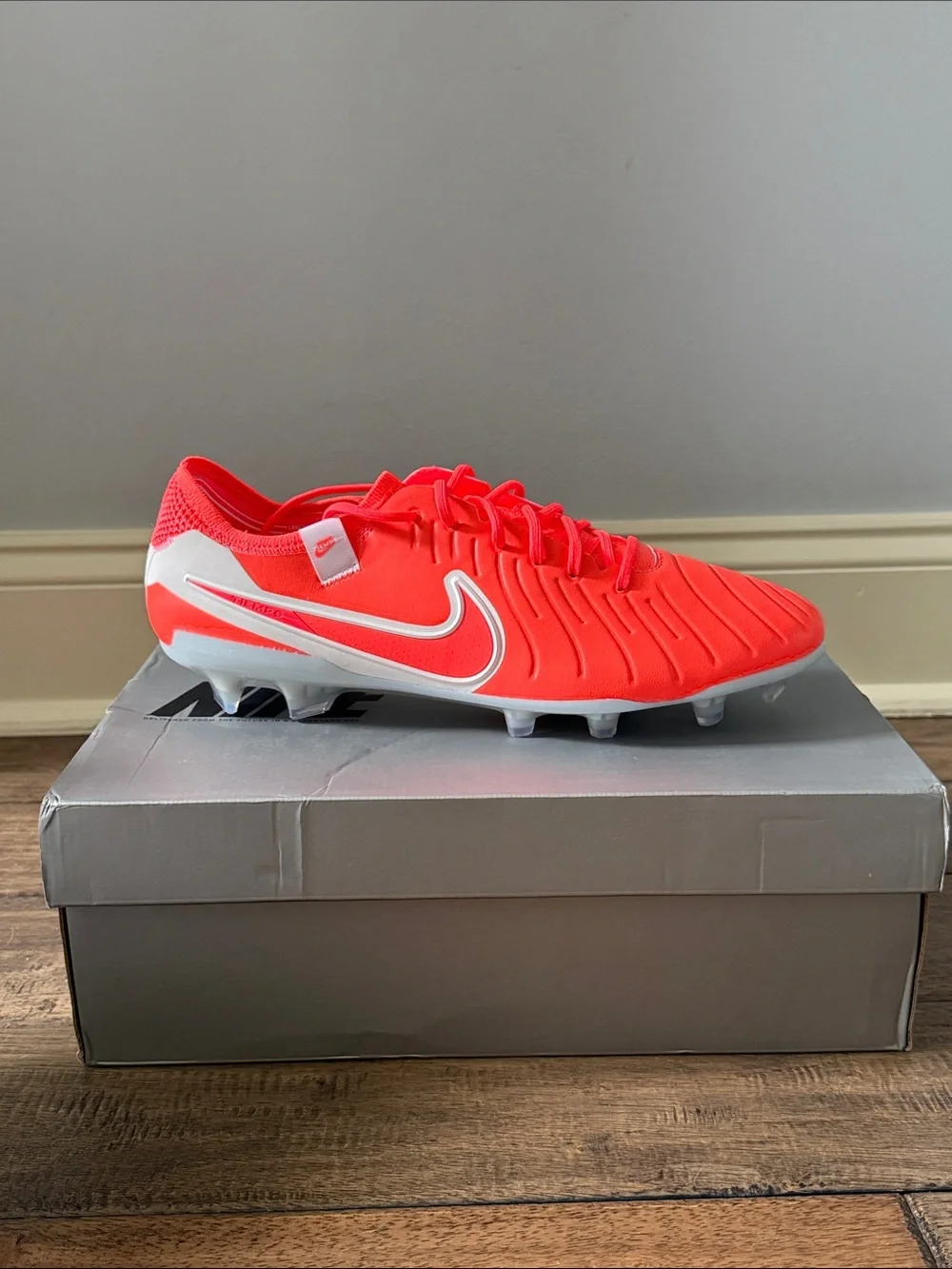 Nike Tiempo Legend Soccer Cleats - Neon Red/White